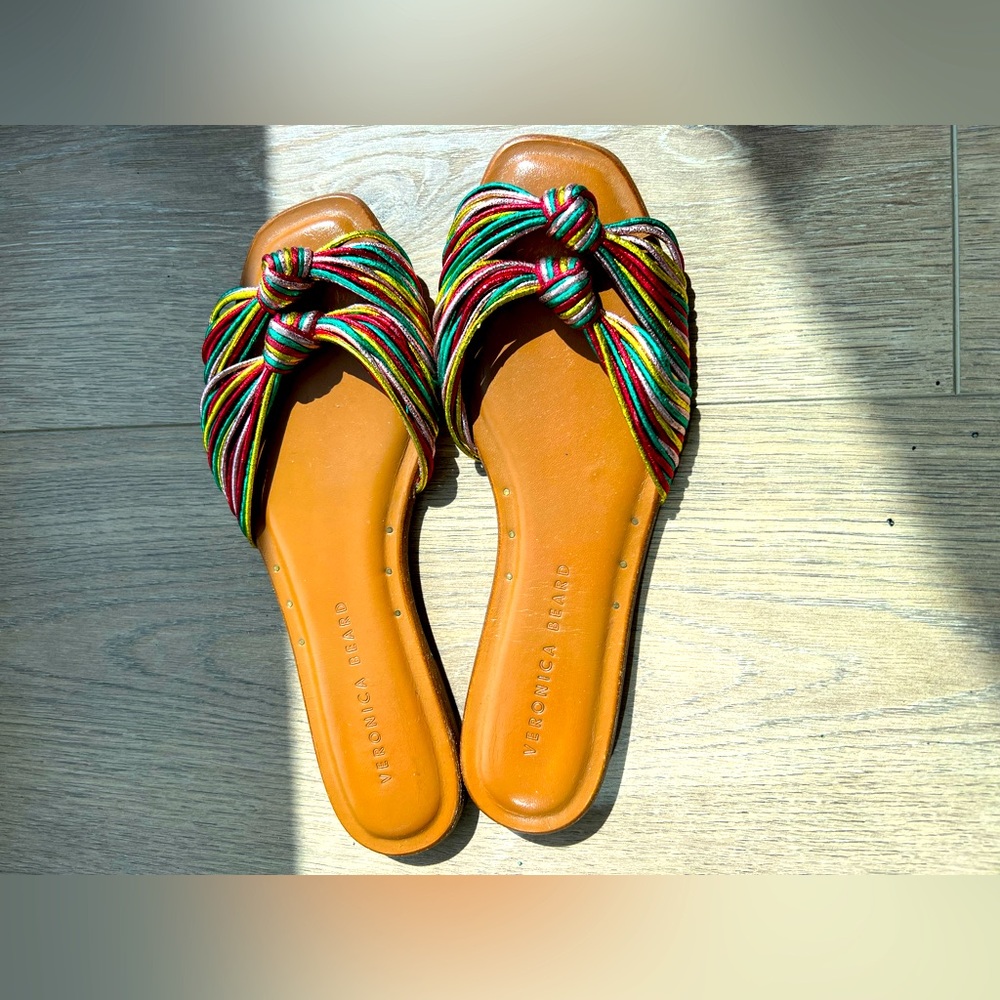 Veronica Beard Gemma knotted metallic flat sandal